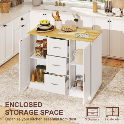 Kitchen island with storage and seating space