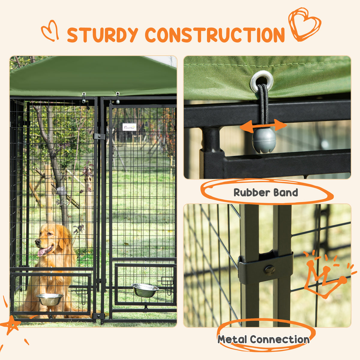 Outdoor dog kennel lockable welded steel playpen