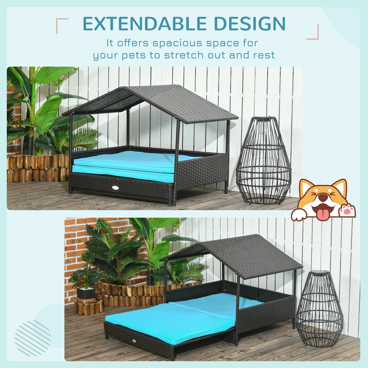 Elevated Dog House with Canopy for Medium Dogs