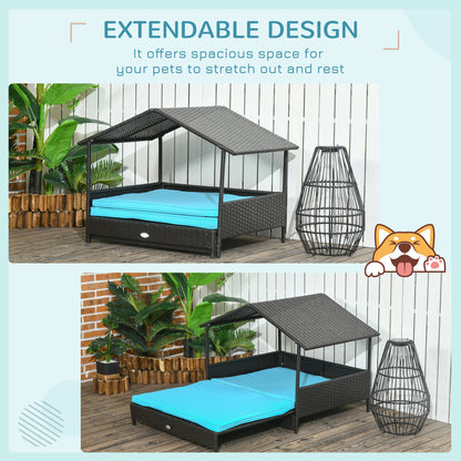 Elevated Dog House with Canopy for Medium Dogs