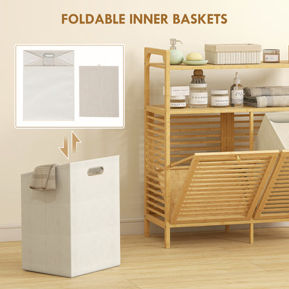 Tilt Out Bamboo Laundry Hamper Cabinet
