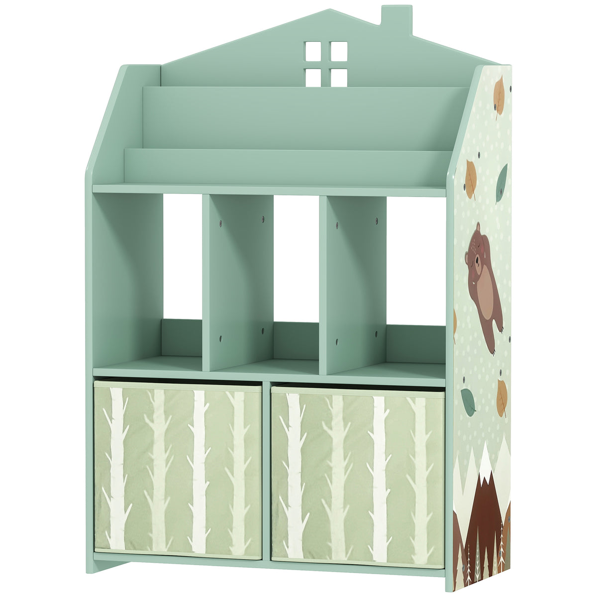 Kids Bookshelf with Storage and Fabric Drawers