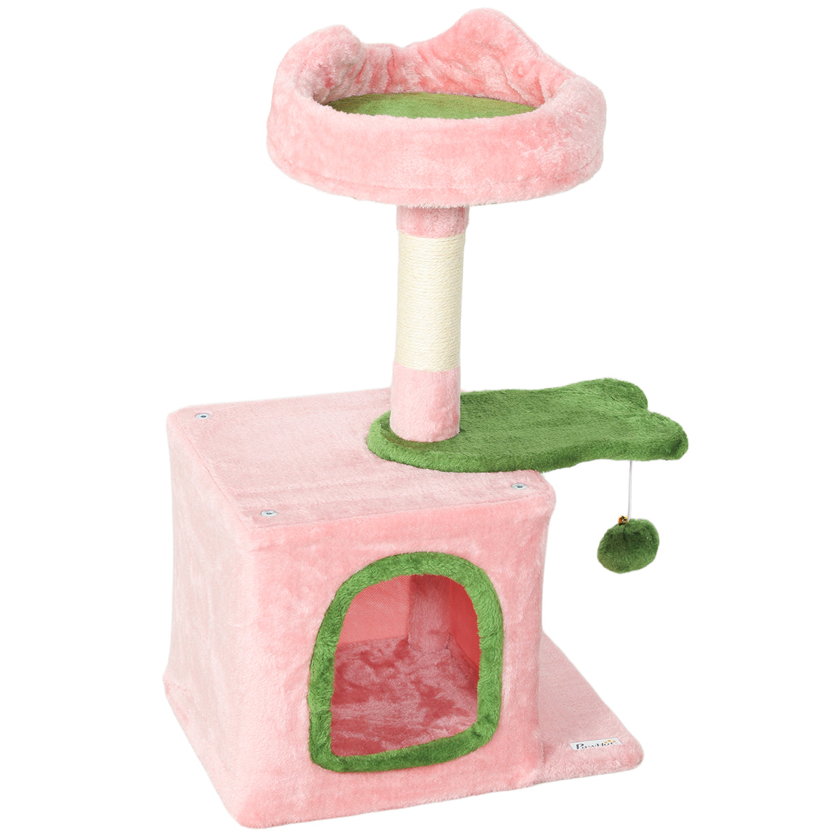 Cat Tree Tower 28" with Plush Bed — Pink