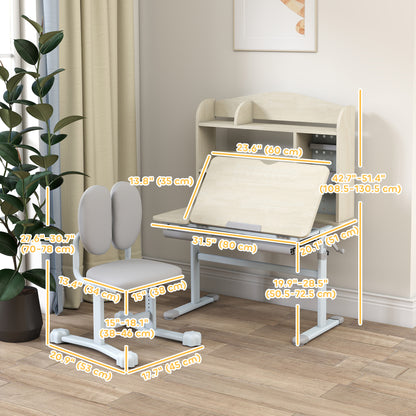 Escritorio y silla para niños con inclinación y altura regulables