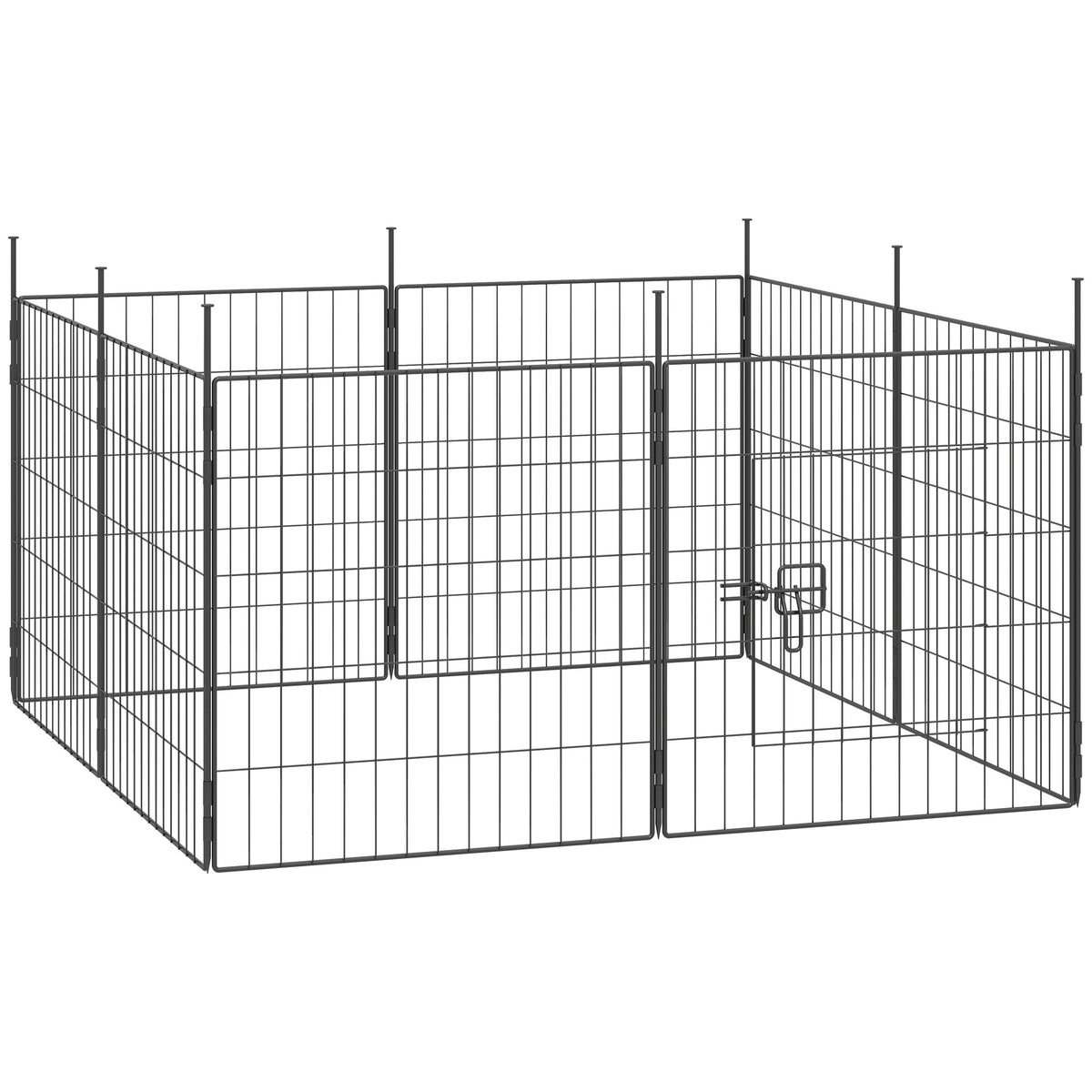 Parque para perros de 8 paneles con puerta — acero