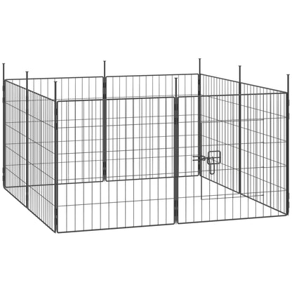 Parque para perros de 8 paneles con puerta — acero