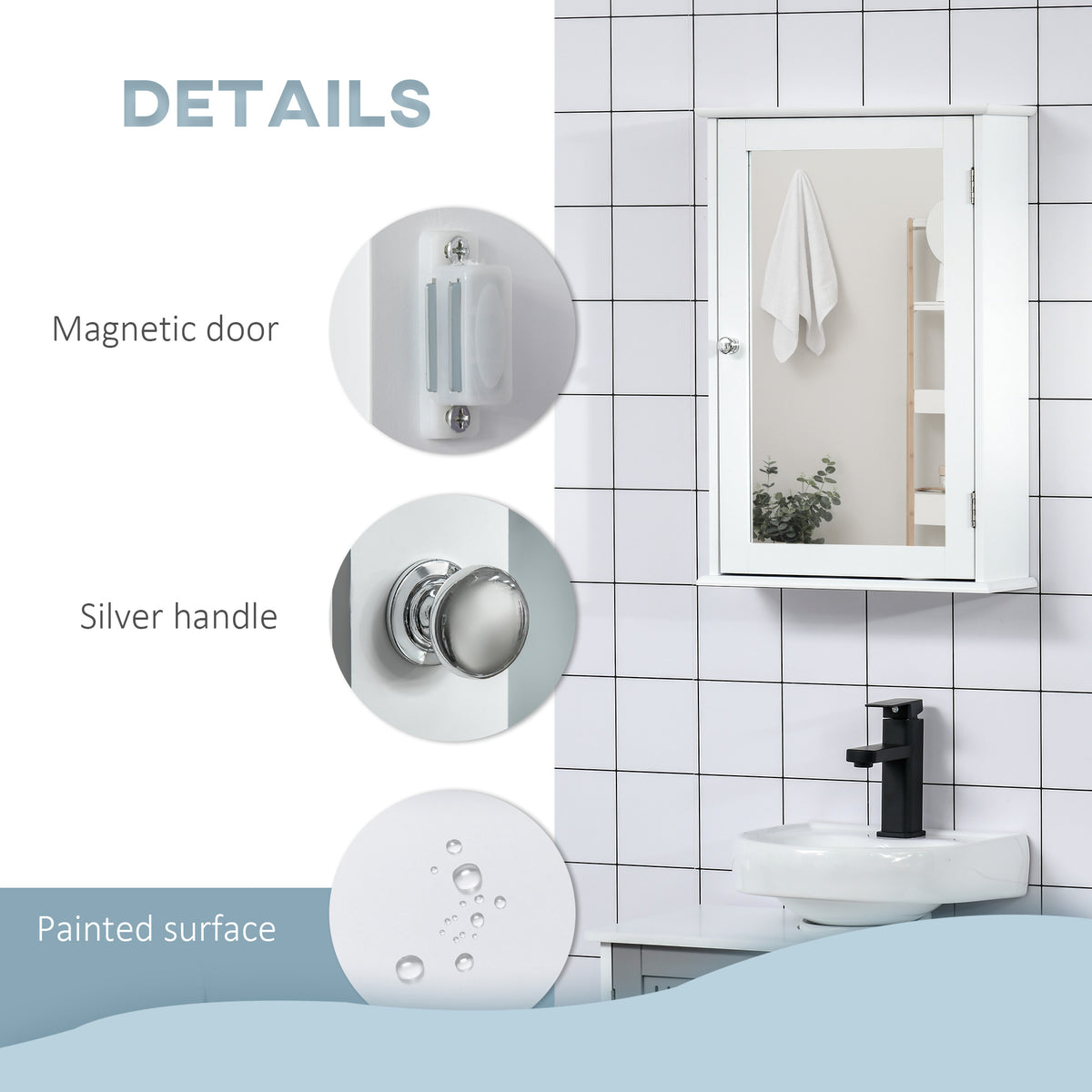 Wall-Mounted Medicine Cabinet with Mirror and Shelves