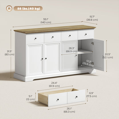 Aparador de cocina estilo rústico 140 cm
