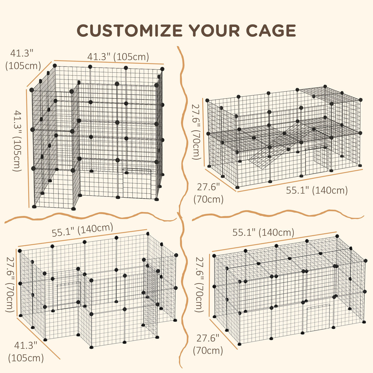 Modular Small Animal Wire Cage — Set of 40