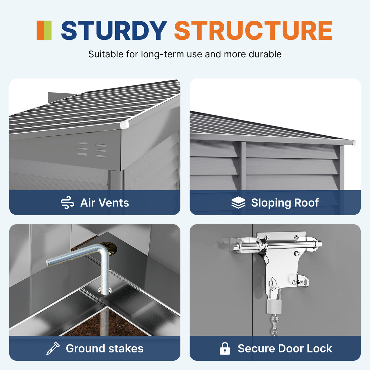 Galvanized Steel Storage Shed 4.6 x 9 ft