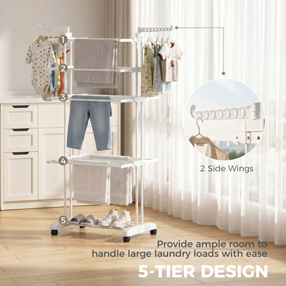 Tendedero plegable de 5 niveles con ruedas