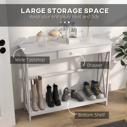 Console table X-design with drawer 99 cm