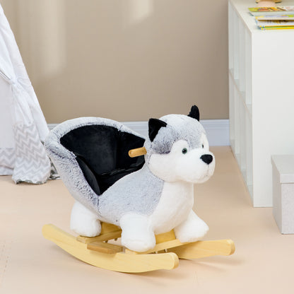 Plush husky rocking horse with sound