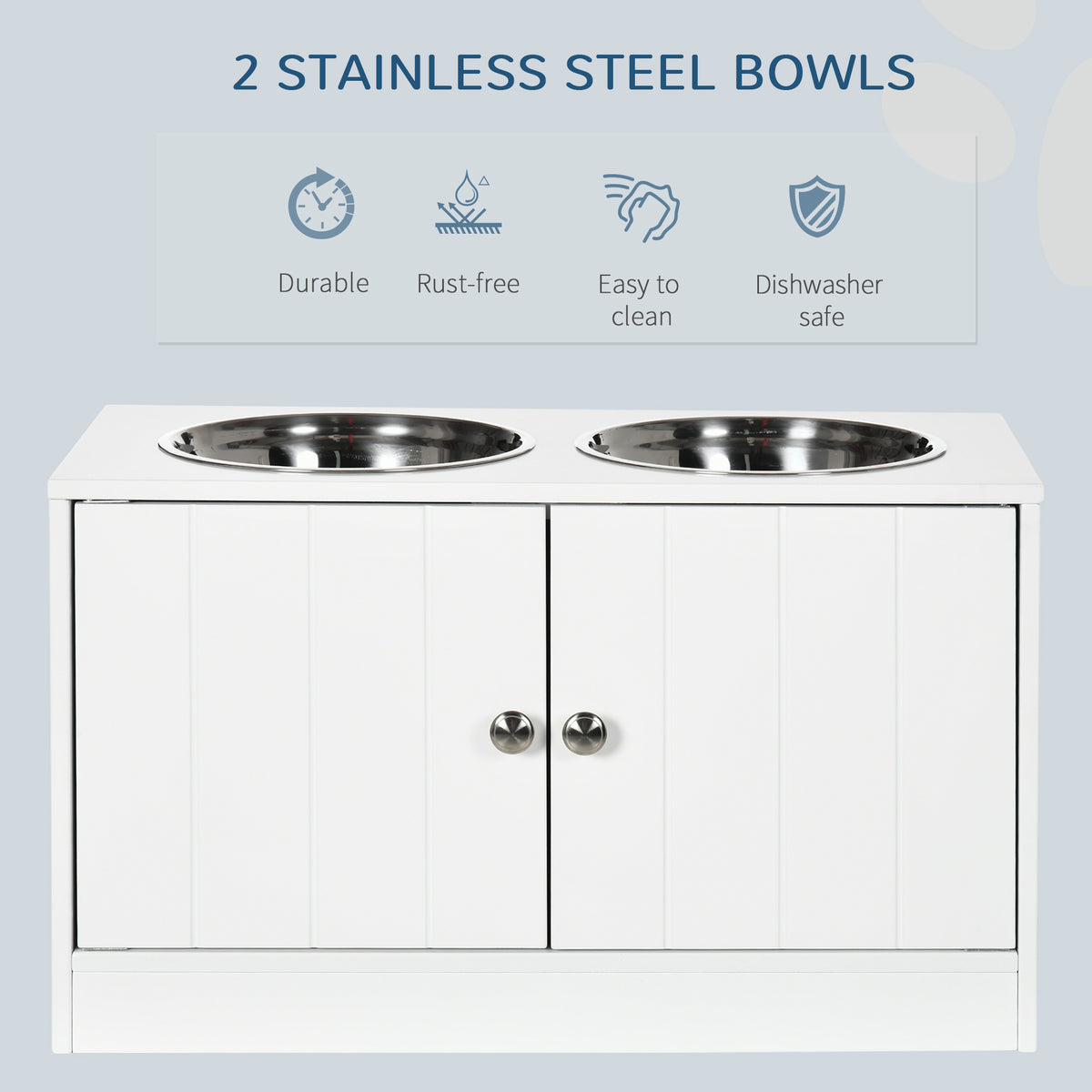 Elevated Dog Feeding Station with Storage — White