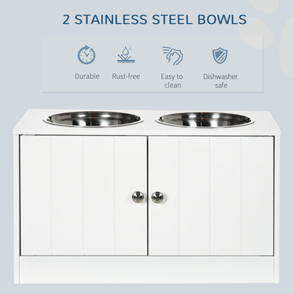 Elevated Dog Feeding Station with Storage — White