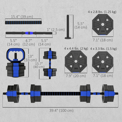 Adjustable Dumbbell Set 6-in-1 44 lbs