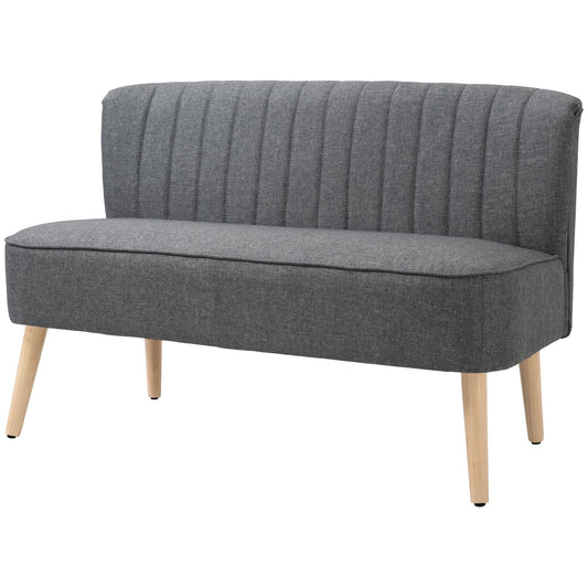 Sofa 2 seater modern linen fabric wood legs