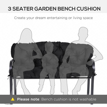 3-Seater Porch Swing Cushion with Backrest Non-Slip