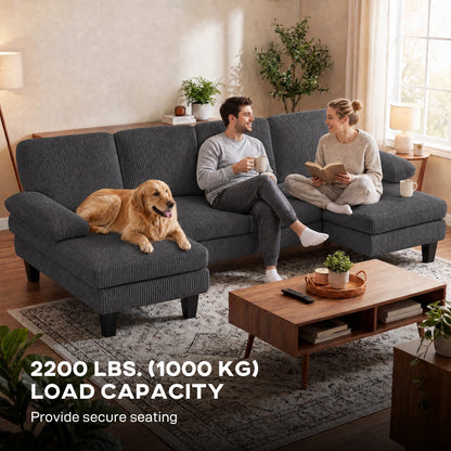 Sofá seccional en U con doble sillón de terciopelo de pana