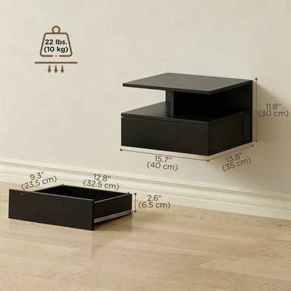 Floating Wall-Mounted Nightstand Set with Drawer — Set of 2