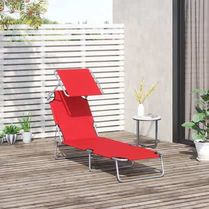 Folding Lounge Chair with Adjustable Sun Shade