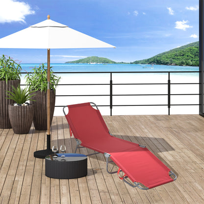 Folding Outdoor Lounge Chair with Adjustable Backrest