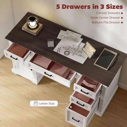 Farmhouse Executive Desk with Soft-Close Drawers
