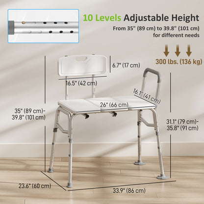 Tub Transfer Bench with Back and Arms