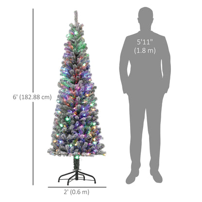 Árbol de Navidad tipo lápiz nevado LED bicolor con mando a distancia