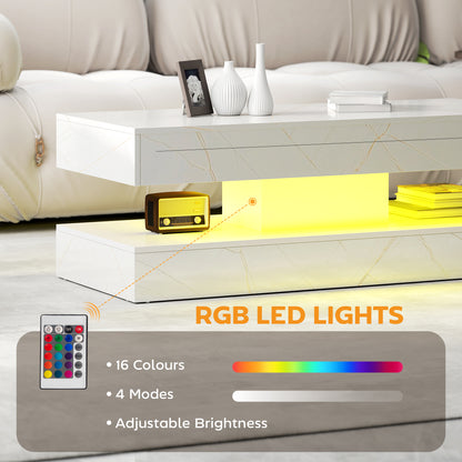 Coffee Table with Adjustable RGB LED Lighting