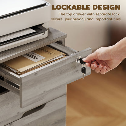 Mobile File Cabinet with Power Outlets and Lock