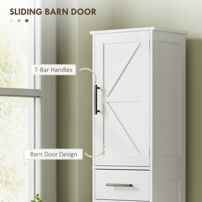 Tall Bathroom Cabinet Barn Doors Drawer Adjustable Shelves