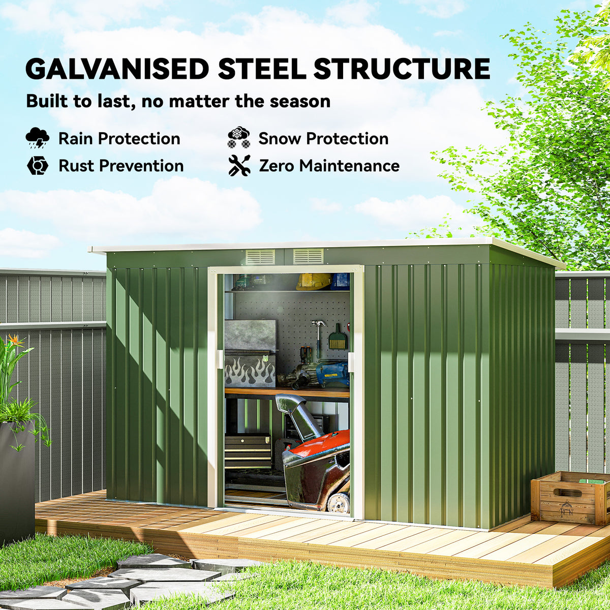Galvanized Steel Garden Shed with Double Sliding Doors