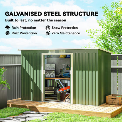 Galvanized Steel Garden Shed with Double Sliding Doors