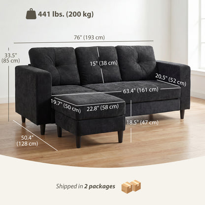 L-Shaped Sectional Sofa with Reversible Chaise