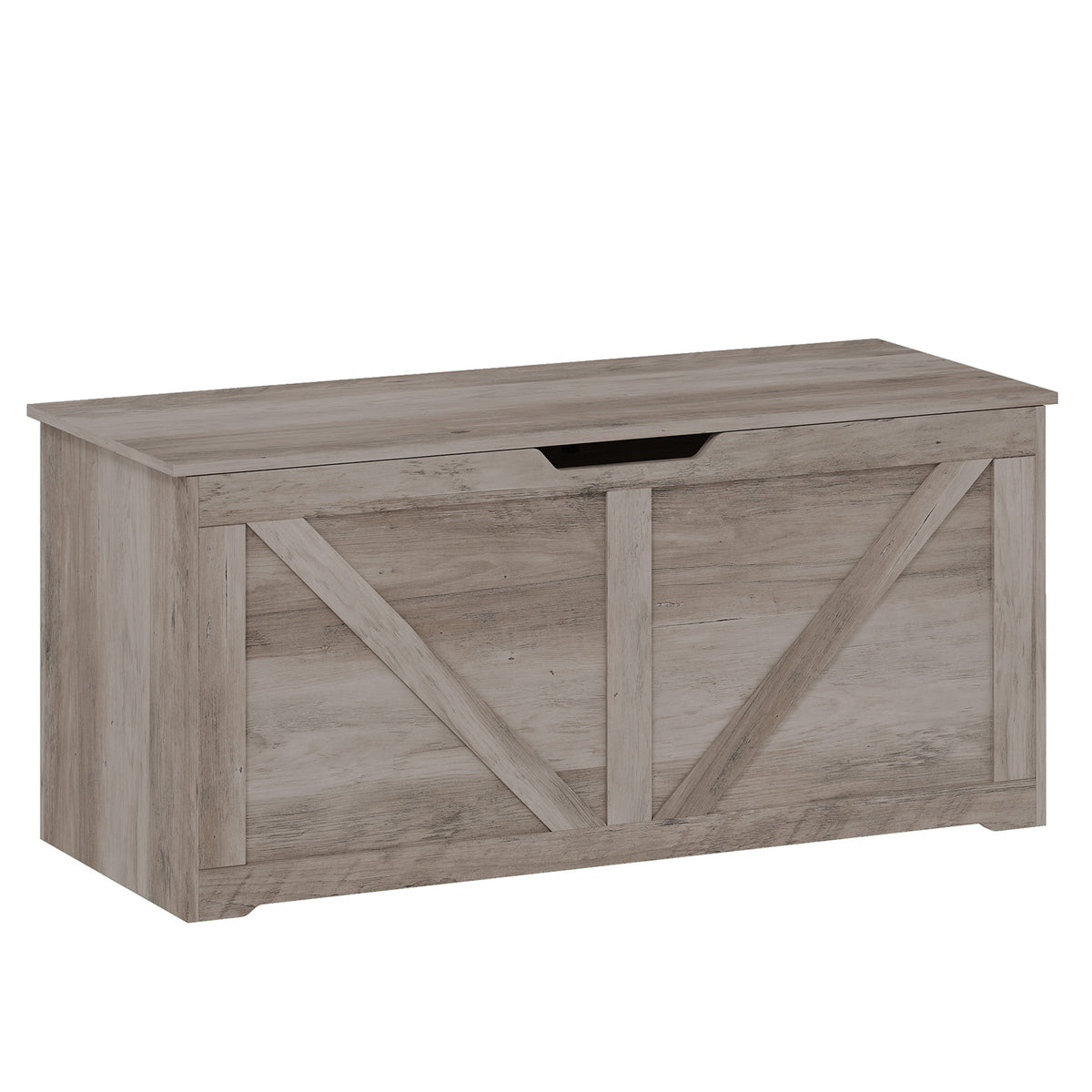 Rustic storage chest with safety hinges