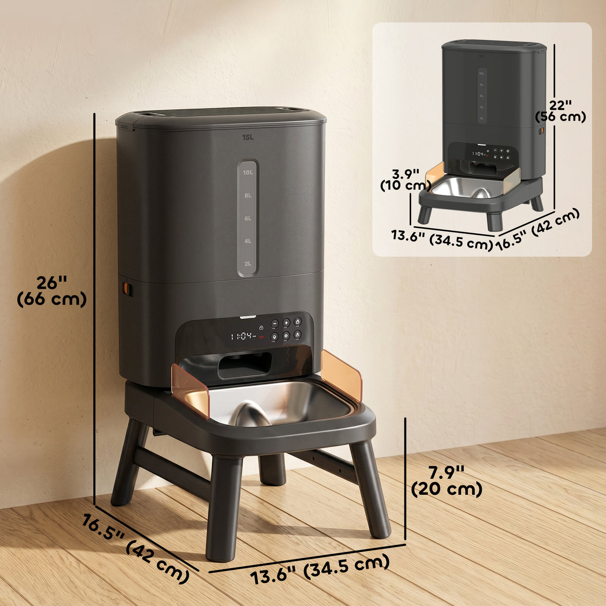 Automatic Anti-Clog Dog Feeder 15L