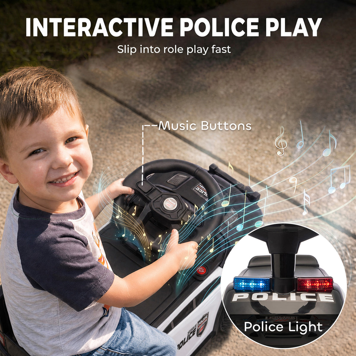 Cochecito para empujar para niños pequeños con luces y música