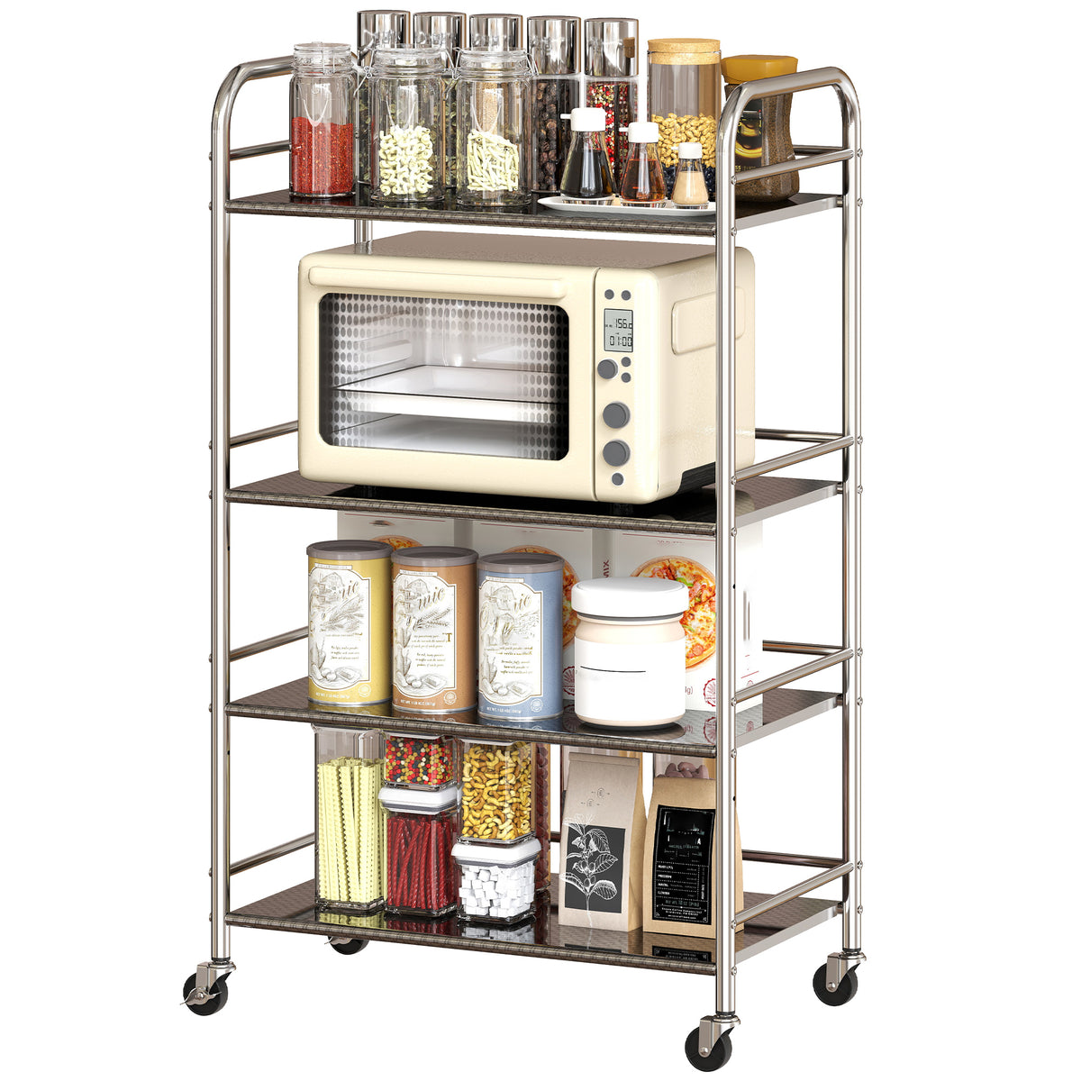 4-Tier Stainless Steel Rolling Utility Cart