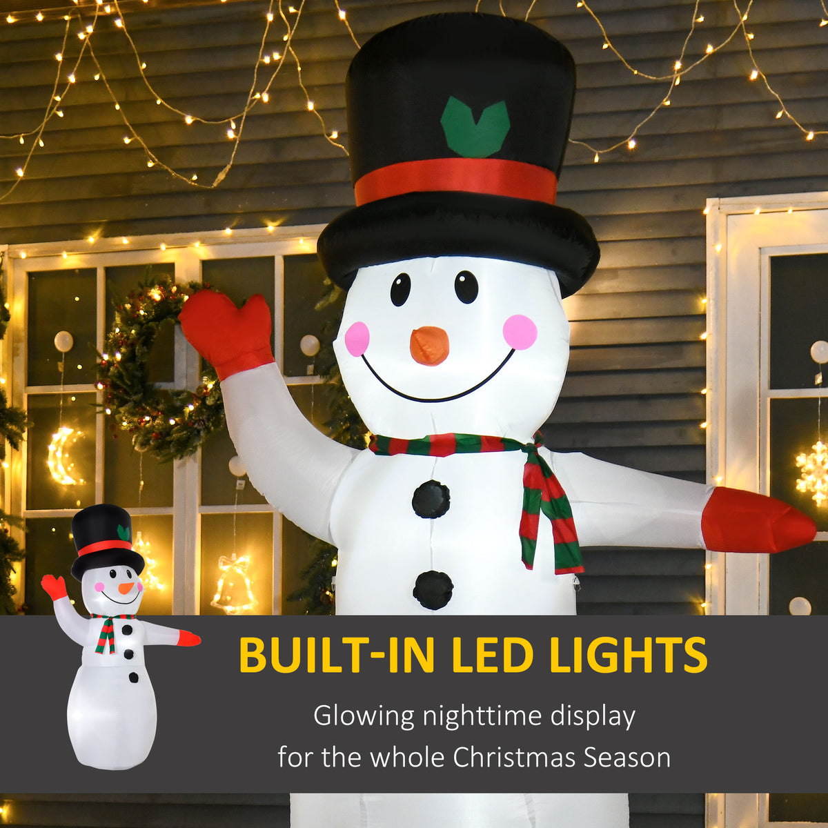 Muñeco de nieve hinchable luminoso 2,4 m