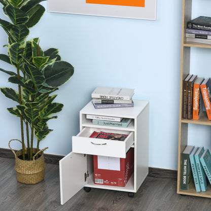 Compact Mobile File Cabinet with Shelf and Drawer