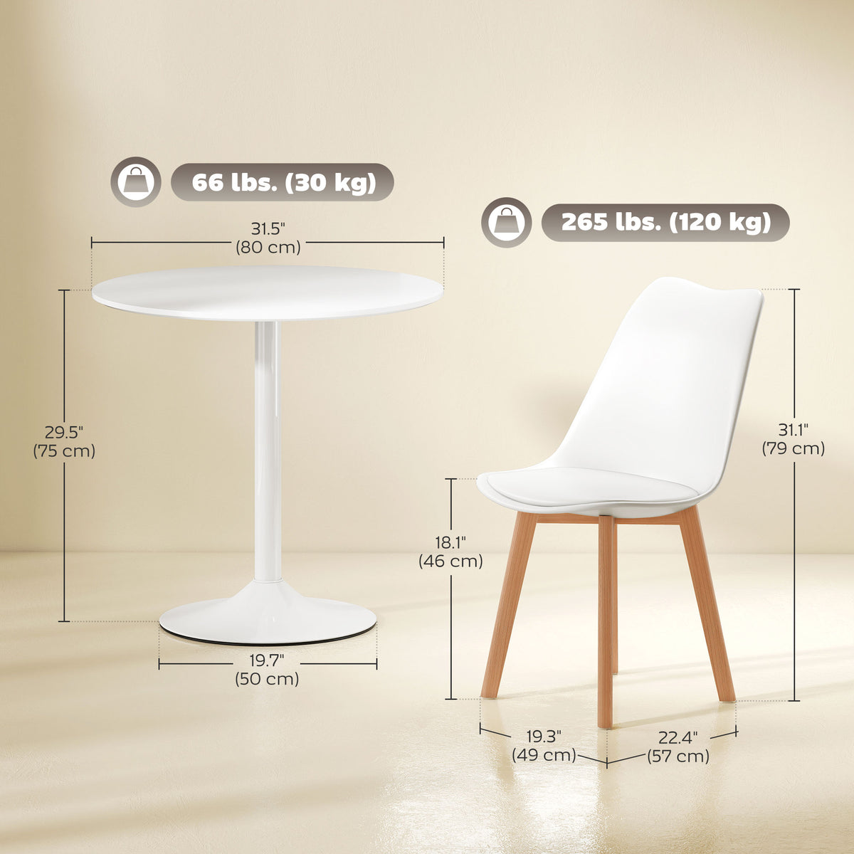 5-Piece Round Dining Set Pedestal Base Padded Chairs