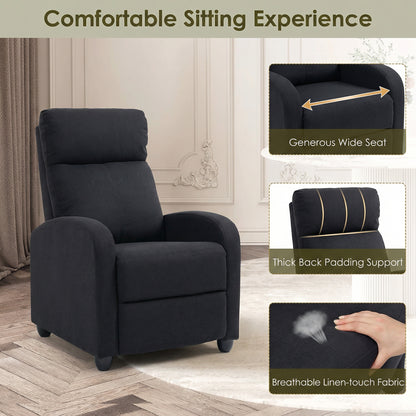 Manual reclining chair padded linen living room