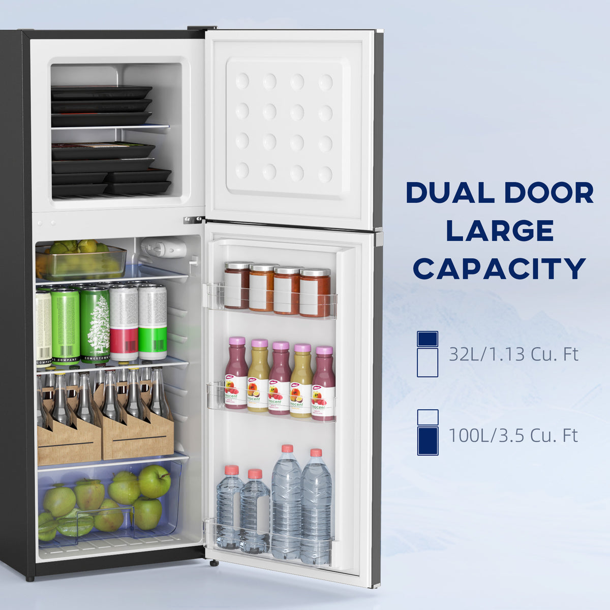 Double Door Mini Fridge with Freezer 4.6 Cu.Ft