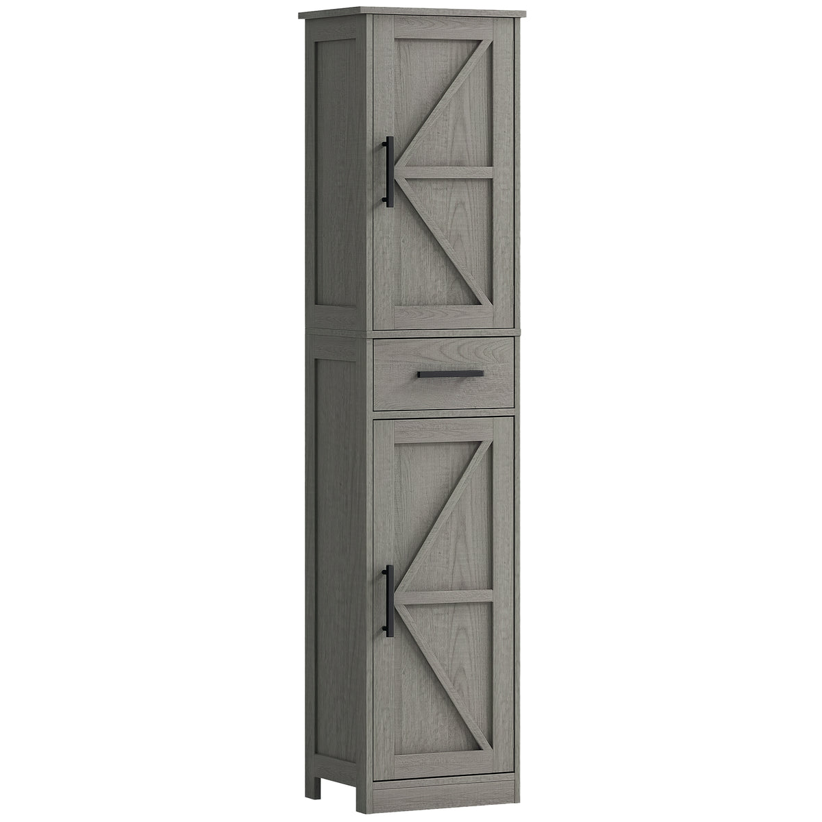Tall Bathroom Cabinet Barn Doors Drawer Adjustable Shelves