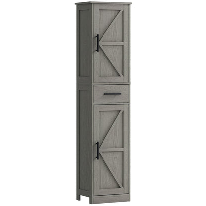 Tall Bathroom Cabinet Barn Doors Drawer Adjustable Shelves