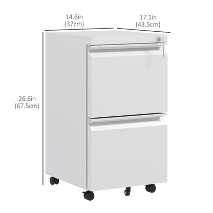Mobile 2-Drawer Steel Filing Cabinet with Lock