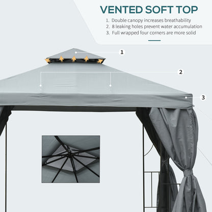 Patio Gazebo Double-Tier Roof 10 x 10 ft