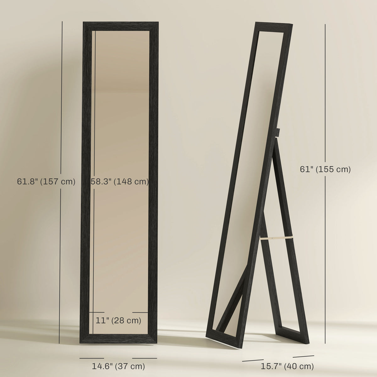 Full length freestanding mirror 37 x 155 cm