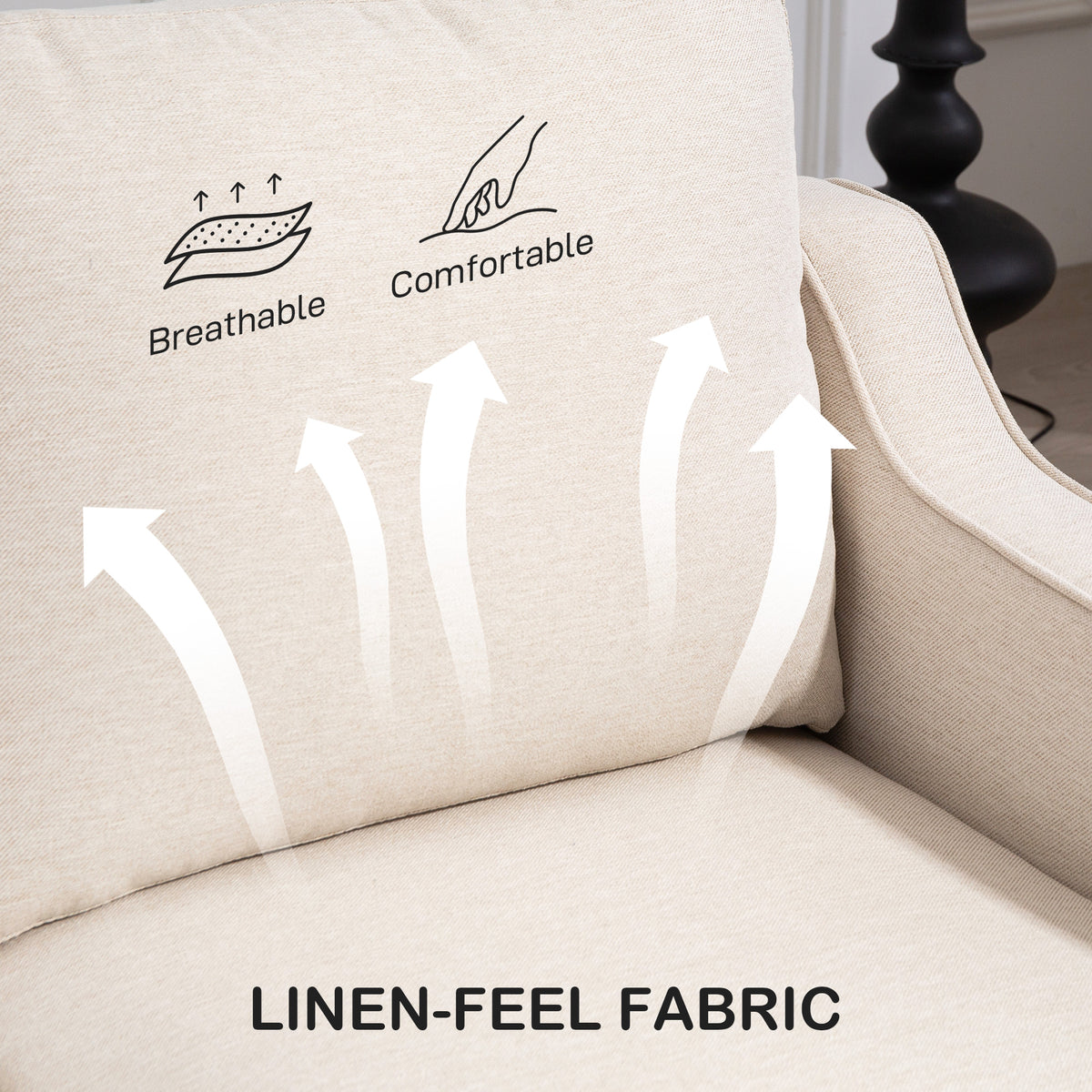 Modern Loveseat with Pocket Springs and Thick Padding